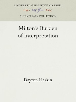 cover image of Milton's Burden of Interpretation